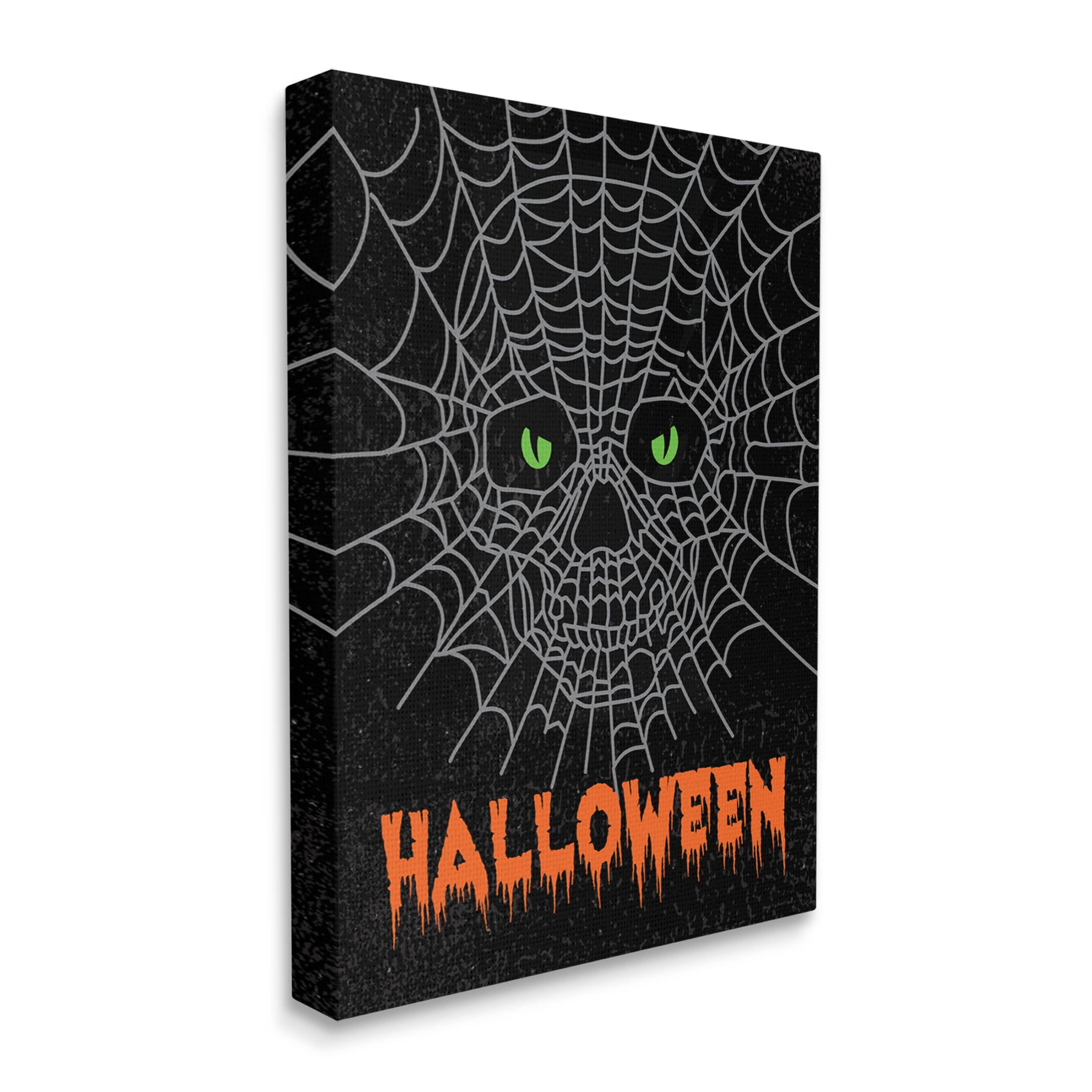 Stupell Industries Spooky Halloween Spider Web Skull Graphic Art Gallery Wrapped Canvas Print Wall Art, Design by Linda Birtel