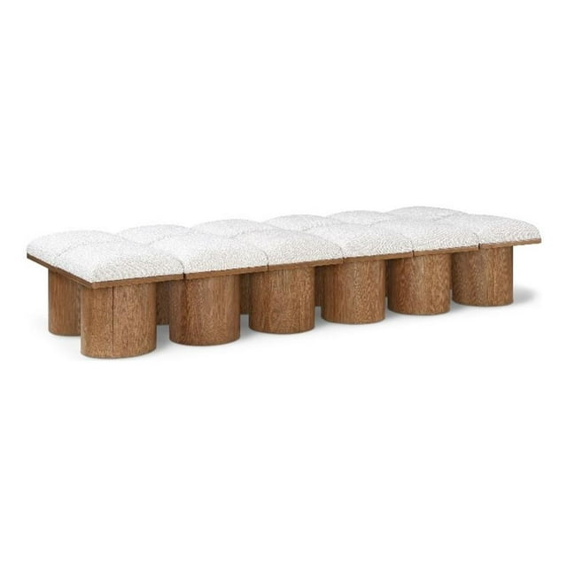 Meridian Furniture Pavilion Cream Boucle Fabric Bench