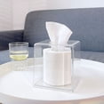 thumbnail image 2 of Nvzi Caja de pañuelos de acrílico transparente cuadrada, soportes para servilletas faciales de baño, dispensador de hojas de secadora transparentes de mesa 5.5 * 5.5 * 5.5 pulgadas, 2 of 3