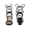 thumbnail image 6 of BLISSFUL STEP Lace Up Slingback Block High Heels Sandals for Women, 6 of 7