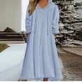 thumbnail image 2 of Prolriy Robe à Manches Longues pour Femmes Robe Décontractée Solide en Peluche à Capuche Robe Ample avec Poche Robe Chandail Chandails Robes pour Femmes Bleu Clair TTTG, 2 of 4