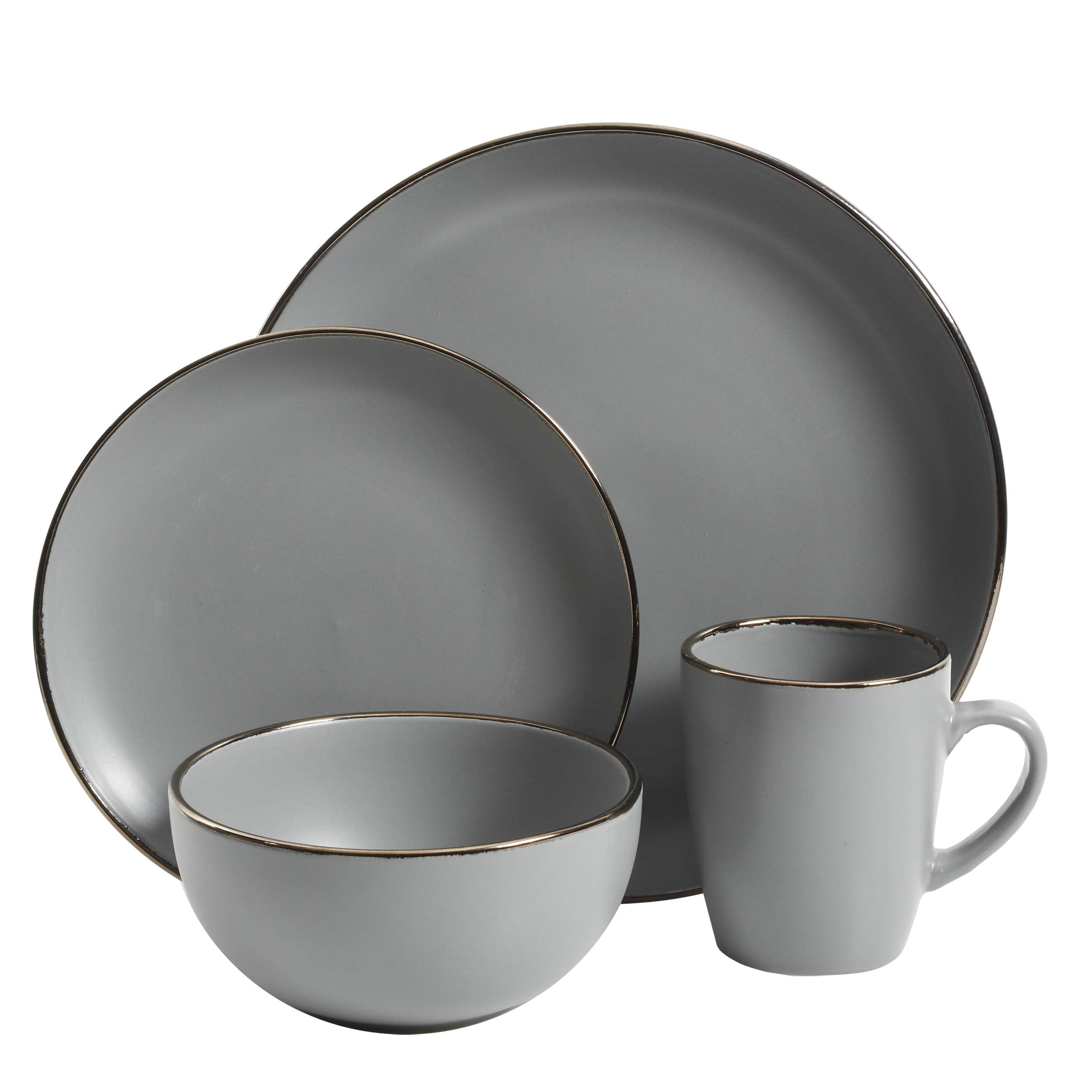 12-Piece Stoneware Dinnerware Set for 4, Cream Round Plates and Bowls, Modern Matte Finish, Microwave and Dishwasher Safe