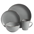 thumbnail image 2 of Juego de vajilla Gibson Home Rockaway con borde gris/dorado, 16 piezas, 2 of 7