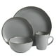 thumbnail image 2 of Juego de vajilla Gibson Home Rockaway con borde gris/dorado, 16 piezas, 2 of 7