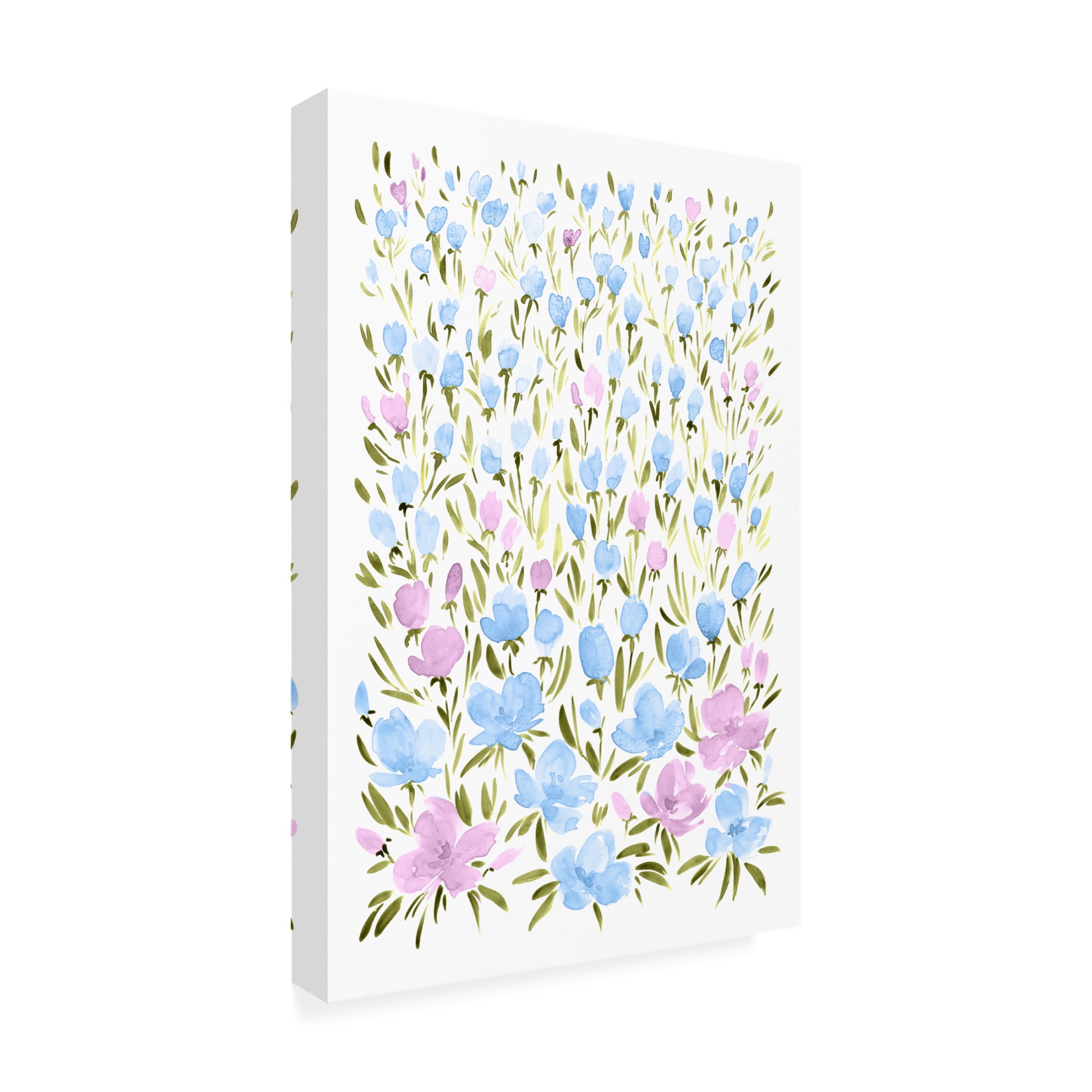 Canvas Wall Art - blursbyai 'Field Of Watercolor Flowers' Wall Art for Living Room, Bedroom, or Office Décor by Trademark Fine Art - 22 x 32 Inches