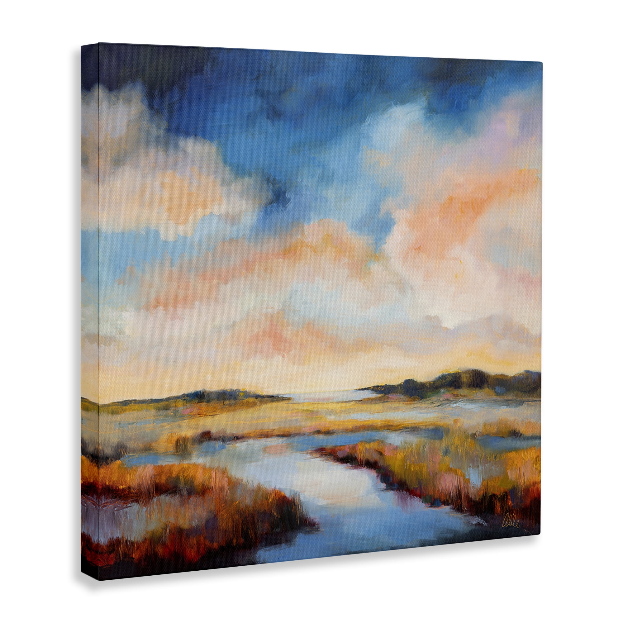 Stupell Industries Sun Bleached Stream Landscape & Nature Painting Wrapped Canvas Art Print Wall Art, 17 x 17