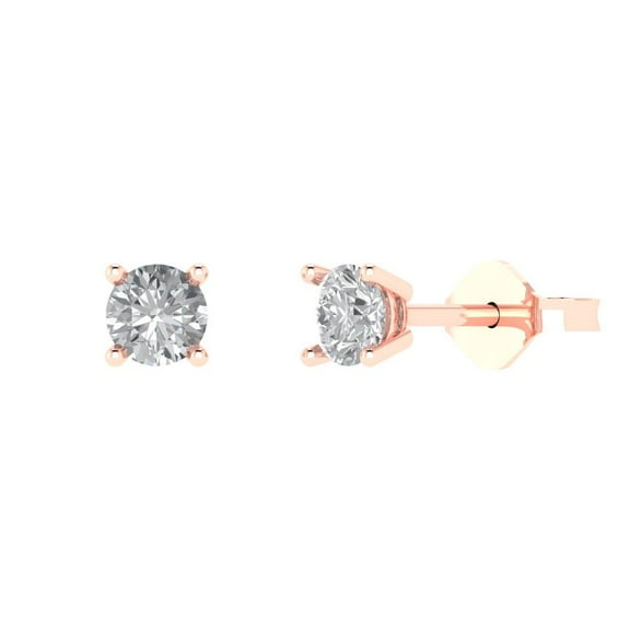 1 ct Push-Back Stud Earrings for Women | 5mm Round Cut Moissanite | 18K Rose Gold