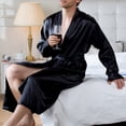 thumbnail image 4 of Men Solid Casual Long Sleeves Lace-up Home Pocket Long Pajama Robe, 4 of 10