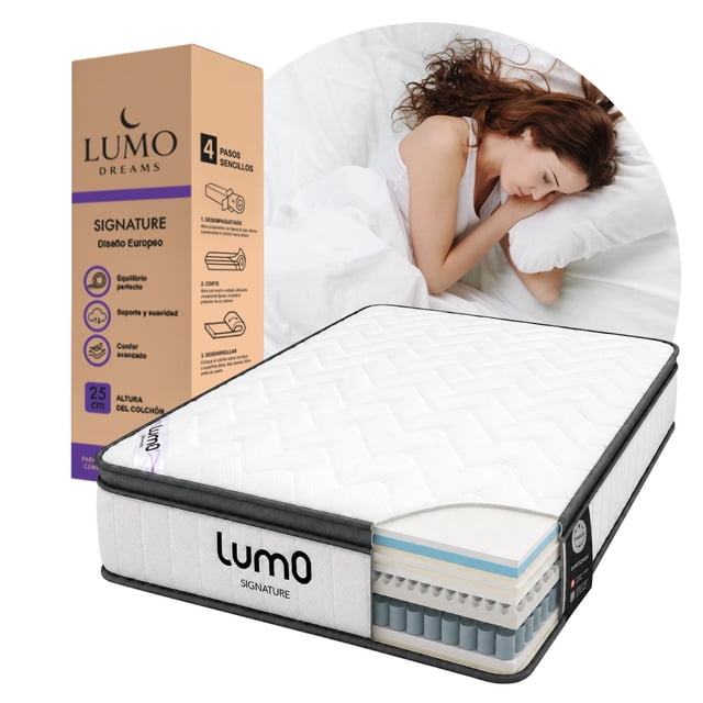 Colchon Matrimonial 25cm Memory Foam+Resortes Hybrid en Caja