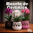 thumbnail image 2 of Maceta Decorativa De Cerámica Esmaltada Para Orquídea Flor de Loto Rosa, 2 of 4