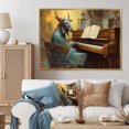 thumbnail image 1 of Designart Goat Animal framed wall art, Musical Goat I , Goat Large framed wall art decor, Turquoise Modern Gold framed wall art, 40x30 inches Gold Frame, 1 of 5