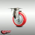 thumbnail image 2 of 4 Inch 316SS Red Polyurethane Wheel Swivel Top Plate Caster Service Caster, 2 of 2