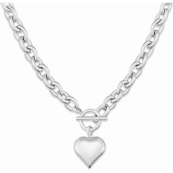 DanceeMangoos Gold Chunky Chain Necklace for Women Puffy Heart Pendant Necklace White Gold Thick Chunky Chain Link Necklaces Heart Coin Choker Necklace