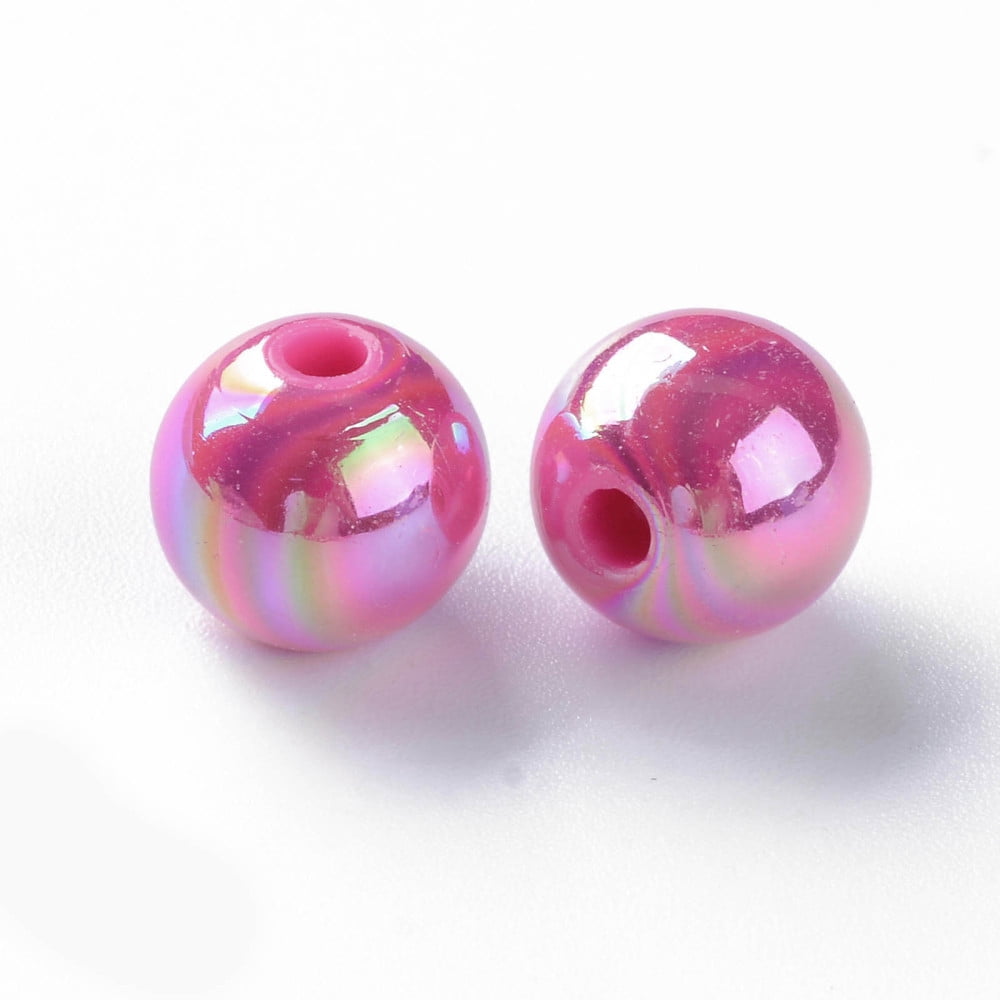 Opaque Acrylic Beads AB color Plated Round Camellia 10x9mm Hole: 2mm 940pcs/500g