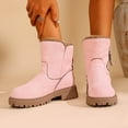 thumbnail image 6 of Viluyesy Womens Snow Boots, Round Toe Thick Sole Side Zipper Winter Warm Mid Calf Boots Pink, 6 of 9