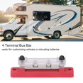 thumbnail image 4 of Power Distribution Block,  Conductivity 4 Terminal Bus Bar Easy Installation Wire Management High Strength  for Car Black,Red, 4 of 7