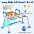 thumbnail image 6 of Bluelog Sliding Shower Chair, Extra-Wide 360° Swivel Seat Transfer Bench, Adjustable Height, for Elderly, 6 of 9
