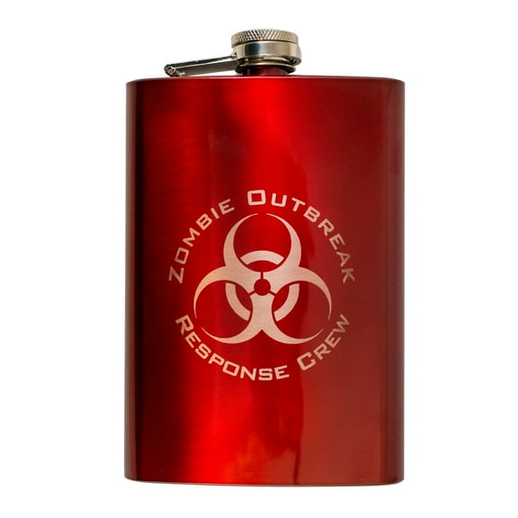 8oz RED Zombie Outbreak Response Crew Flask L1