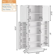 HOMEFORT Tall Kitchen Pantry Storage Cabinet with Doors and Shelves, Wooden Food Pantry Farmhouse Cupboard Freestanding Buffet for Kitchen Dining Living Room, White