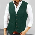 thumbnail image 2 of BiZtdJrK Slim Fit Suit Vest Men Corduroy V Neck Button Down Fashion Outerwear Vests Business Casual Sleeveless Jackets with Pockets Green XXL, 2 of 7