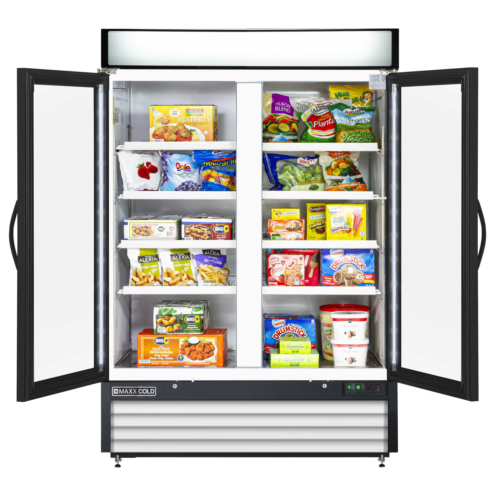 Maxx Cold Double Glass Door Ice Merchandiser Freezer, 54", 48 cu. ft. Capacity, in White (MXM2-48FHC)