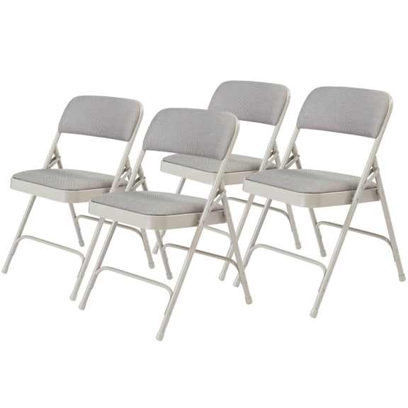 Pemberly Row 29.5" Fabric Upholstered Folding Chair in Gray Stone (Set of 4)