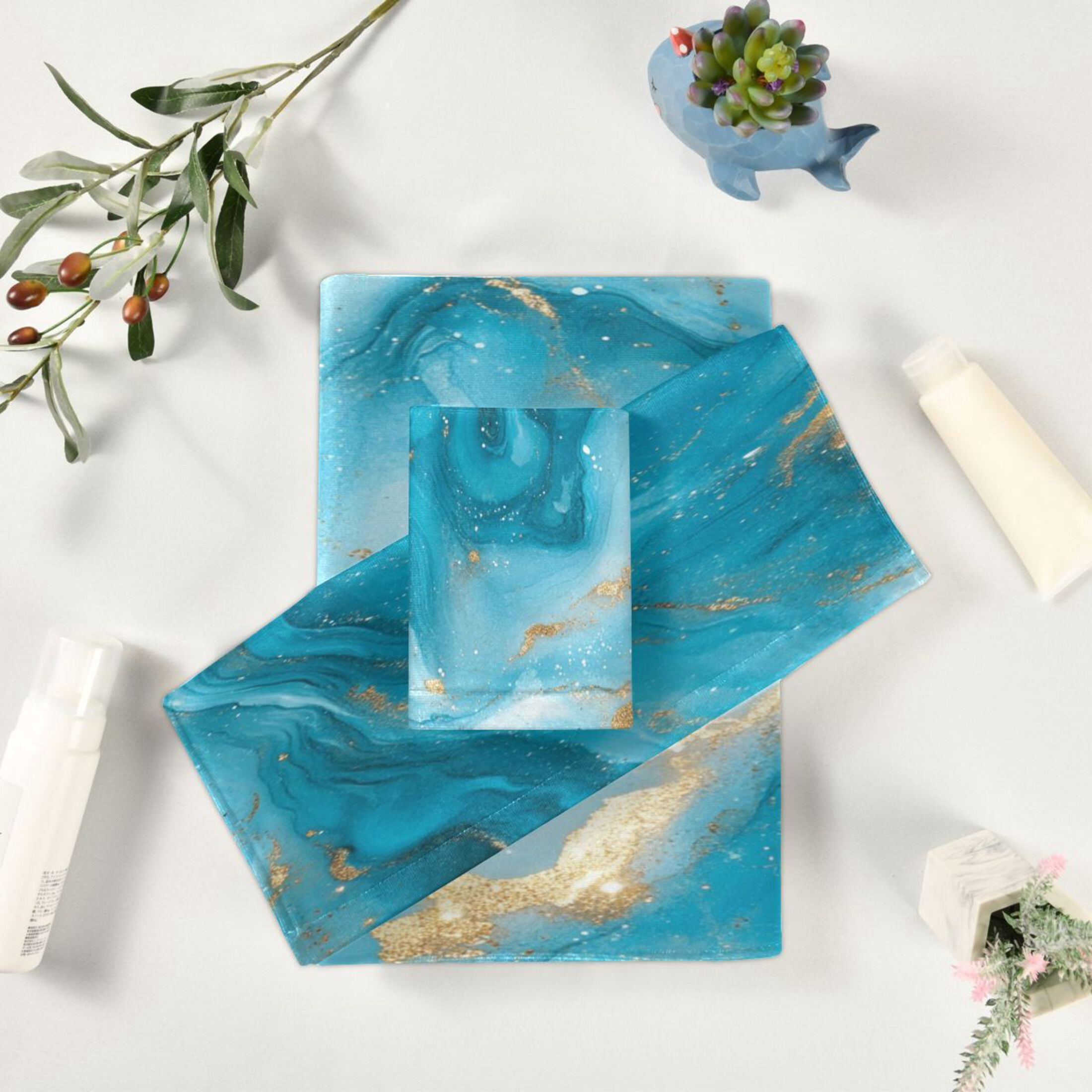 Three-Piece Towel Set Face Towel Towel Set Hand Towel Bath Towel Cotton Bath Towels Bath Towel Sets Hand Bath Towels Pretty Marble Pattern