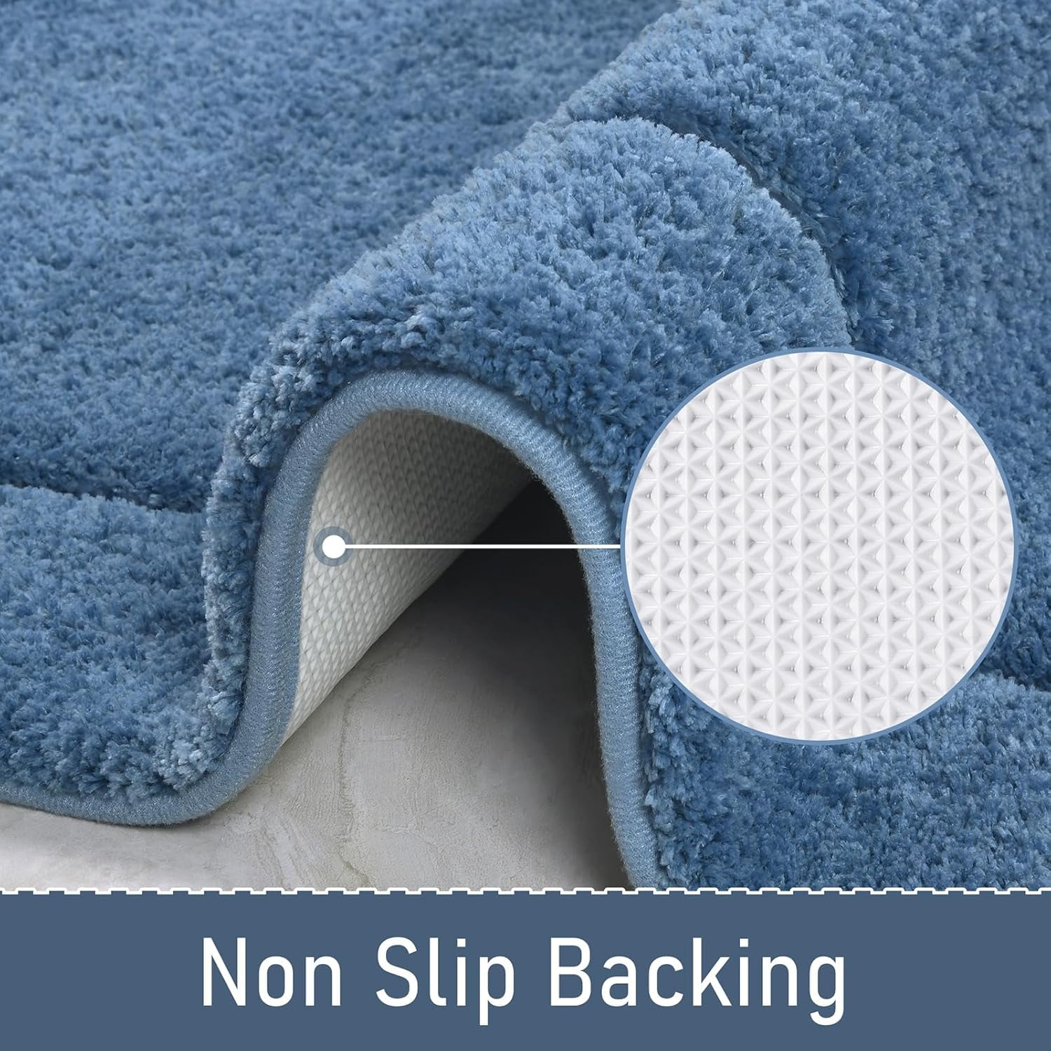 MEC Bathroom Rugs, 24" x 70" Long Bath Rug, Non Slip Washable Bathroom Runner Rug Soft Absorbent Bath Mat for Shower, Shaggy Plush Luxury Large Bath Rug, Blue