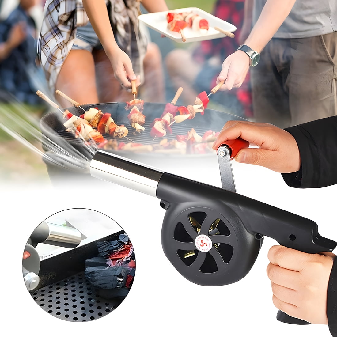 Hand Crank Blowers BBQ Manual Fan Air Blower Outdoor Cooking Barbecue Fire Bellows for Picnic Camping Stove Accessories