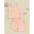 thumbnail image 3 of Suealasg Kids Baby Girl 2Pcs Summer Outfits Sleeveless Daisy Print Camisole Tops + Elastic Shorts Set 1T 2T 3T 4T 5T Toddler Girl Clothes, 3 of 6