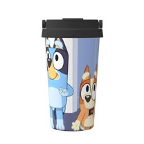 Saiise Bluey Print Travel Coffee Mug 16oz,Insulated Coffee Mug to Go,Reusable Coffee Travel Mug with Seal Lid,Vacuum Stainless Steel Coffee Cups for Hot/Ice Coffee Tea