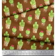 thumbnail image 3 of Soimoi Brown Cotton Voile Fabric Cactus With Conical Pot Tree Fabric Prints By Yard 42 Inch Wide, 3 of 3