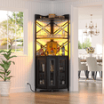 thumbnail image 1 of Muebles para Cocina, Gabinete para Vinos con Luces LED, Cantina Bar Mueble para Casa con Toma de Corriente, 5 Niveles Estante para Vinos y Copas, Gabinetes de Almacenamiento, 44*44*163cm (Negro), 1 of 9