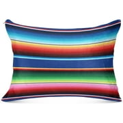 Bestwell Mexican Serape Blanket Colorful Plush Pillow Case,Zippered Bed Pillow Pillowcases,Super Soft and Cozy Pillowcase Covers for Sleep Decoration - Standard Size 20x26in