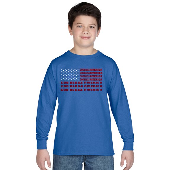 LA Pop Art Boy's Word Art Long Sleeve - God Bless America