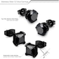 thumbnail image 2 of Jstyle  2 Pairs Stainless Steel Mens Womens CZ Stud Earrings Pierced Earrings Black 20G 3-8mm Daily, 2 of 8