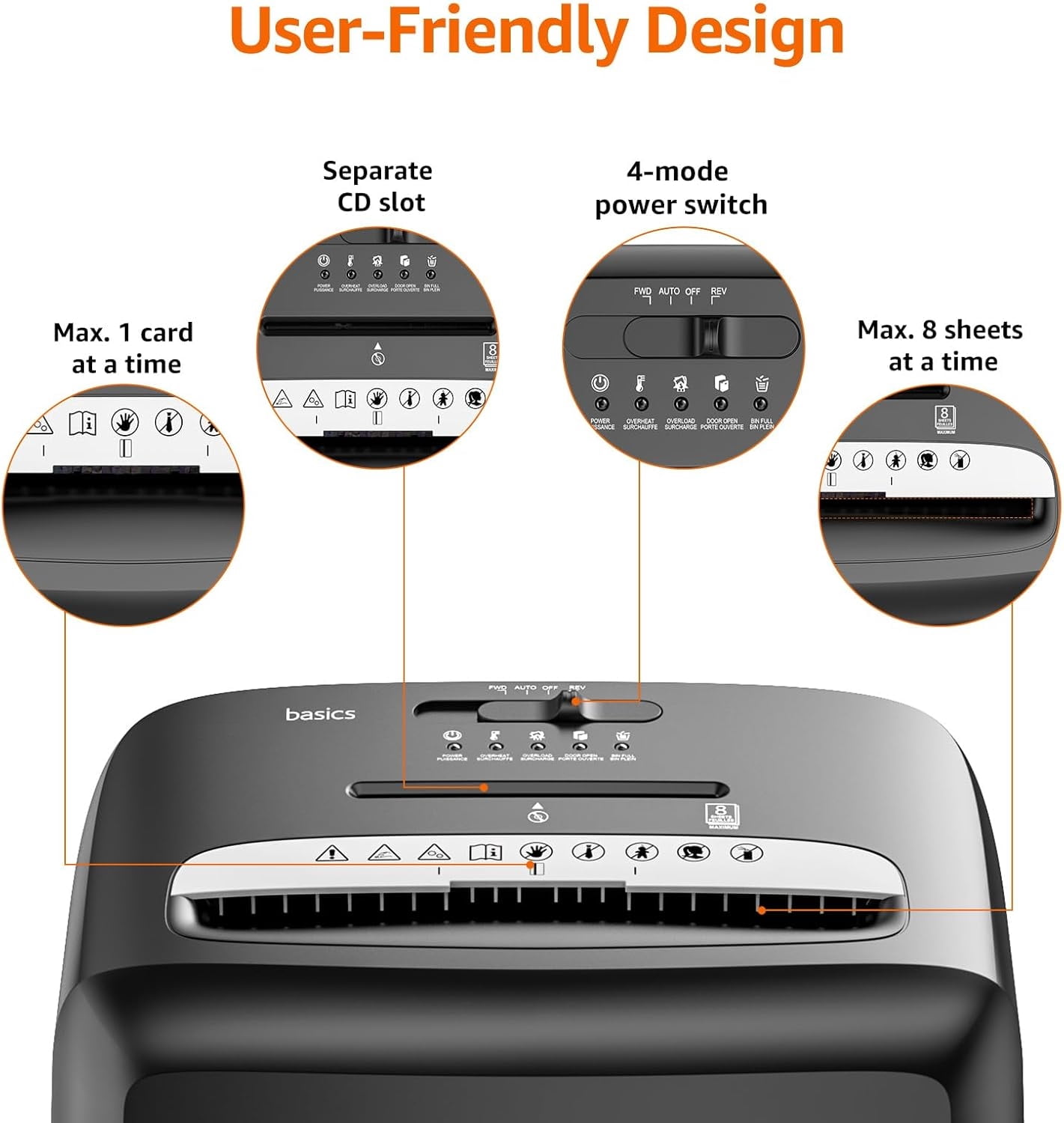 High Security Micro-Cut 8 Sheet Paper and Credit Card Shredder with Easy-Empty Bin, P-4 Level, Black