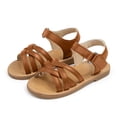 thumbnail image 6 of Splozh Girls Flat Sandals Beach Sandals for Girls Summer Soft Sole Open Toe Dress Sandals for Toddler Little Kid Brown,US 12.5, 6 of 9