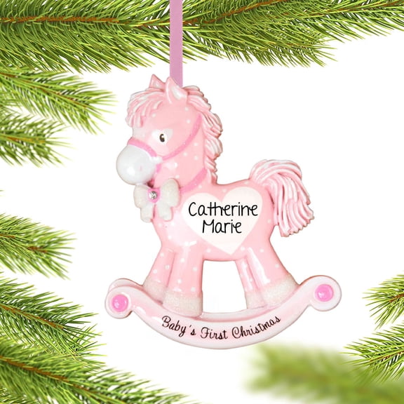 Pink Rocking Horse Baby's First Ornament