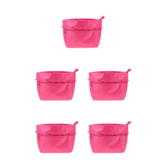 kurtrusly Stylish And Simple Storage Organiser Handbag Neat And Tidy Expandable Purse Organiser With Zip Closure Cloth Storage Bag rose red 5Set