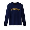 thumbnail image 3 of Daxton Retro Pittsburgh Arch Font Long Sleeves TShirt Soft Med Weight Cotton, 2Pk Navy Gold Royal Gold, 1XL, 3 of 5