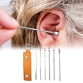thumbnail image 1 of karymi Stainless Steel Ear Pick Set Of 6 - Leather Case Included With Ear Cleaner Spring Ear Scoop Earwax Removal Tools For Ear Care Wal&mart Deals, 1 of 7