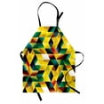 thumbnail image 1 of Modern Art Apron Trippy Dimensional Geometric and Triangles Abstract Futuristic Design, Unisex Kitchen Bib Apron with Adjustable Neck for Cooking Baking Gardening, Yellow Dark Green, by Ambesonne, 1 of 3