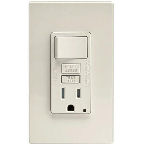 Leviton Mfg C26-GFSW1-00T Self-Test Tamper Resistant GFCI Switch & Outlet Combination With Wallplate&#44; Light Almond