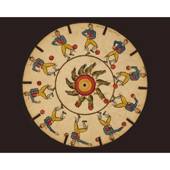 Print: Optical Illusion Disc With Man And Frog, 1833