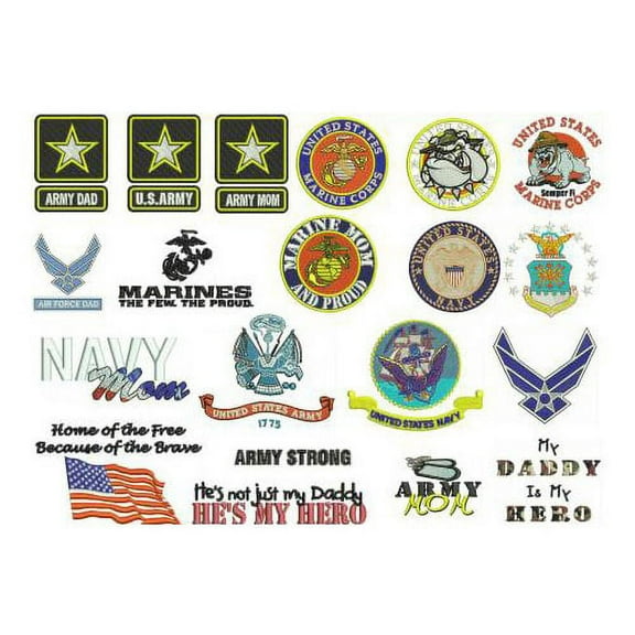 Military(2) Embroidery Designs - All Popular Formats Included - Loaded on USB Stick