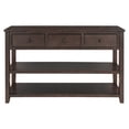 thumbnail image 5 of Retro Design Console Table with 2 Open Shelves & 3 Drawers, Pine Solid Wood Frame and Leg, Narrow Long Sofa Table, Large Storage Space for Living Room, Entryway, Espresso, 5 of 7
