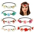 thumbnail image 2 of 6 Pack Handmade Adjustable Rose Flower Wreath Headbands Crown Tiara Garland Wedding Party Headpiece for Women Brides Bridesmaids Baby Girls Teens, 2 of 4
