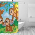 thumbnail image 2 of Coolnut Cute Monkeys Bath Shower Curtain Liners 72x72in Polyester Waterproof Bath Curtains with Hooks, 2 of 5