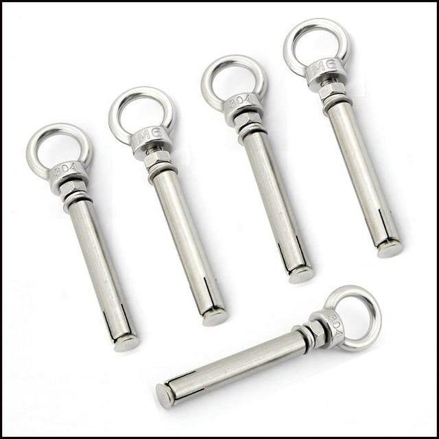 Stainless Steel M6x80mm Expansion Eye Bolt Set with Lifting Ring, 5 Pieces